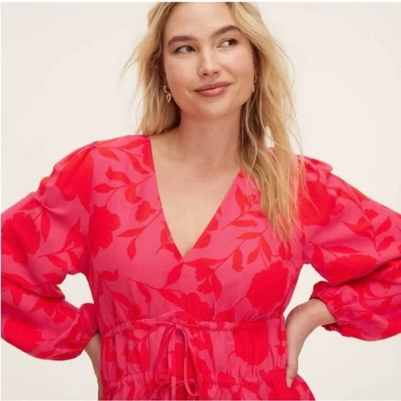 Kate Spade x Target Classic Rose Linen Midi Dress Pink/Red NWT - Picture 3 of 6